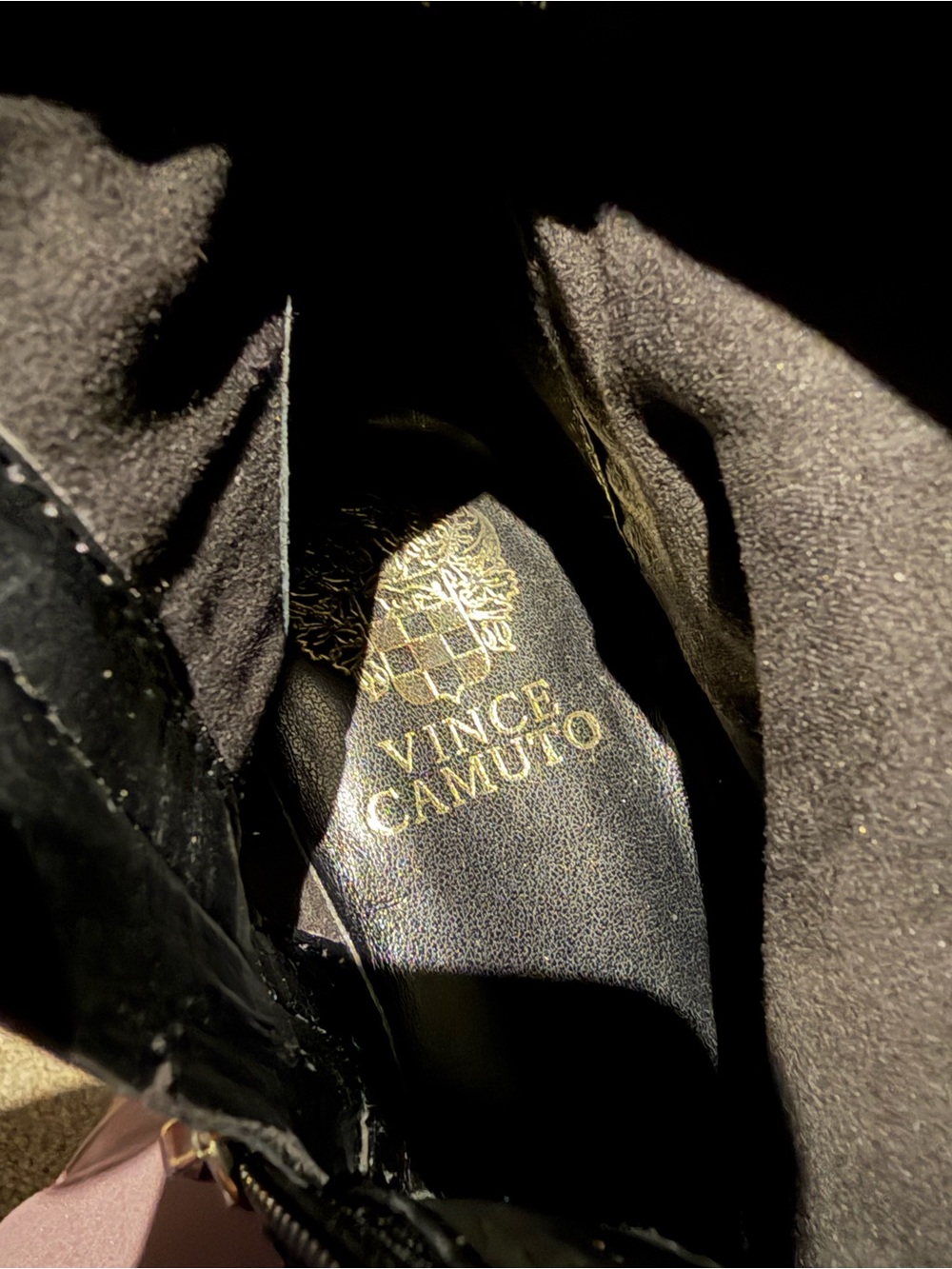 Vince Camuto “Windy” 7.5 Black Mid-Calf Buckle Moto/Riding Boots Gold Hardware - Picture 12 of 14